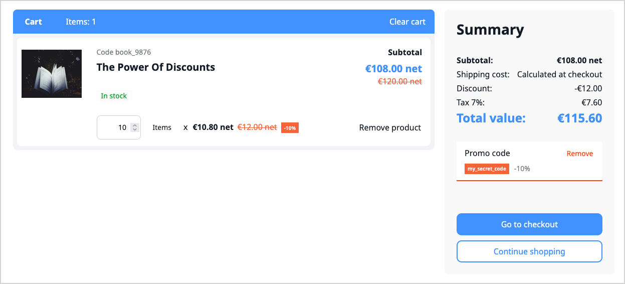 Discounts for products in the cart